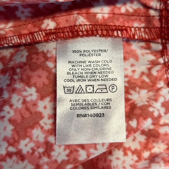 Loft Red Ditsy Floral Dress Midi Spaghetti Strap Drawstring Waist Size 12 - Picture 7 of 8